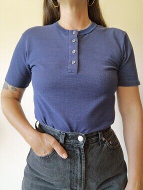50s Navy Henley Tee